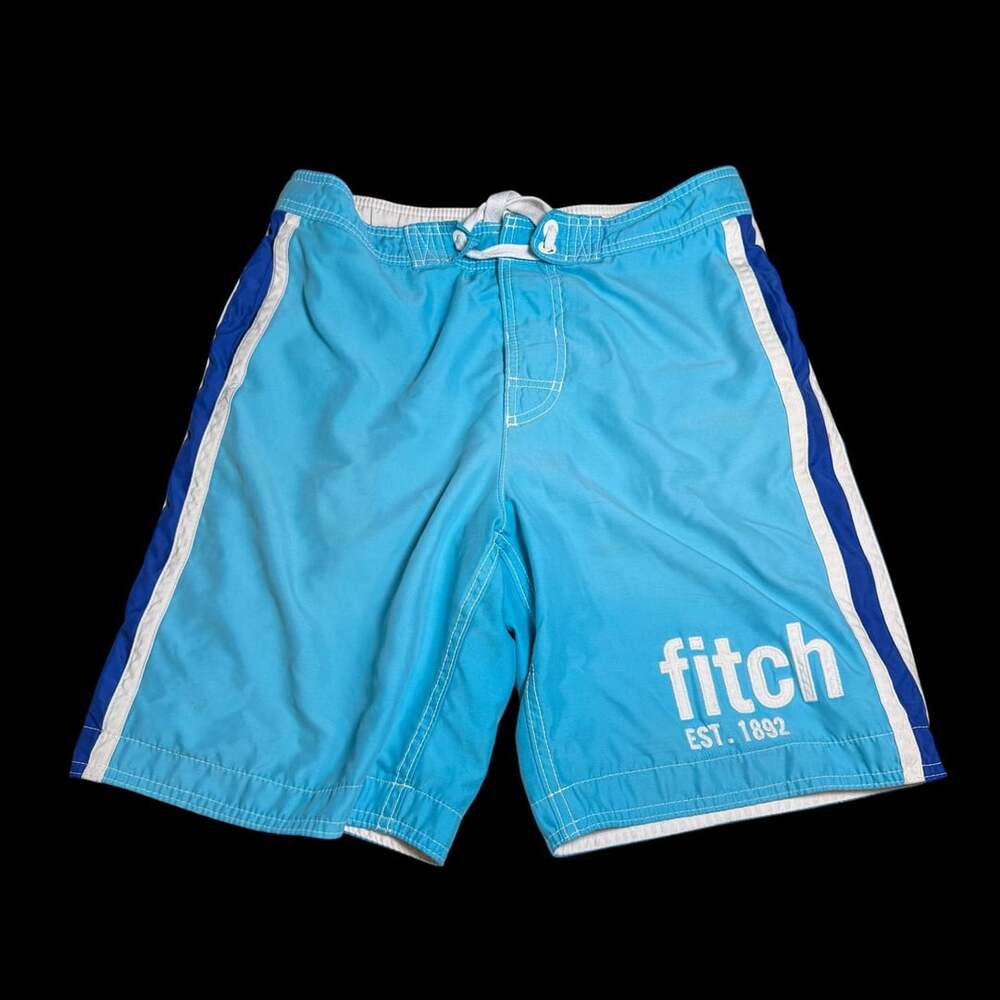 Abercrombie Kids Swim Trunks Size XL Blue White Logo Board Shorts